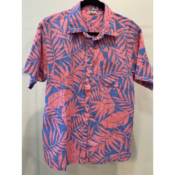 Billabong Other - Billabong Mens Shirt Cotton Linen Blend Size M Medium Coastal Short Sleeve Pink
